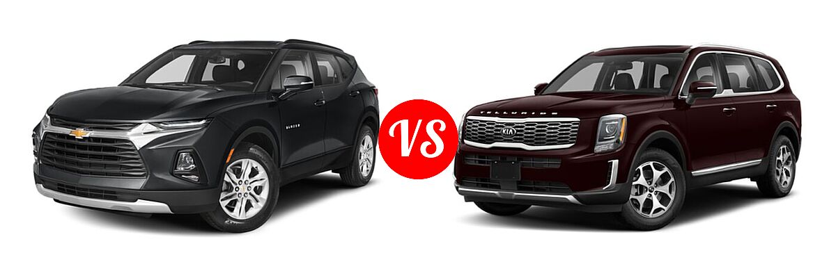 2021 Chevrolet Blazer SUV L / LT / Premier / RS vs. 2021 Kia Telluride SUV EX / LX - Front Left Comparison