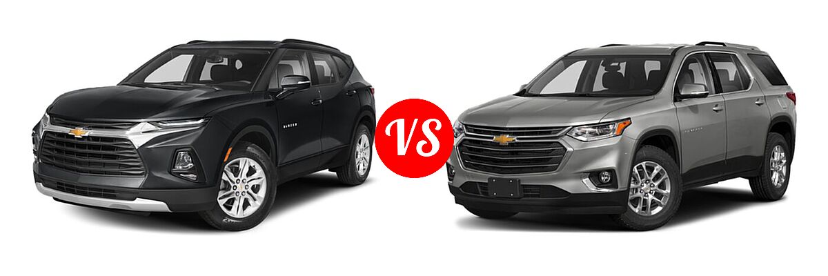2021 Chevrolet Blazer SUV L / LT / Premier / RS vs. 2021 Chevrolet Traverse SUV LT Cloth / LT Leather / RS - Front Left Comparison