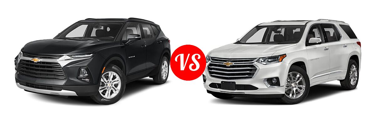 2021 Chevrolet Blazer SUV L / LT / Premier / RS vs. 2021 Chevrolet Traverse SUV High Country / Premier - Front Left Comparison