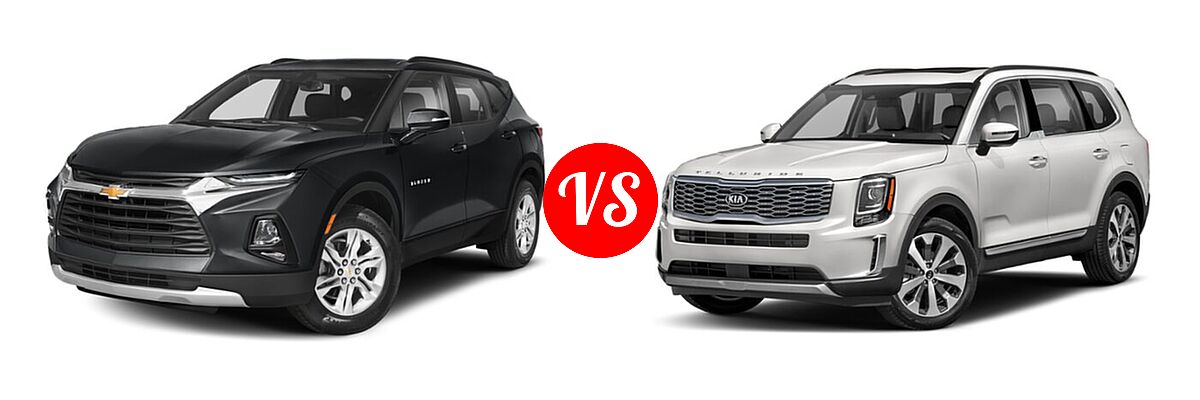 2021 Chevrolet Blazer SUV L / LT / Premier / RS vs. 2021 Kia Telluride SUV S - Front Left Comparison