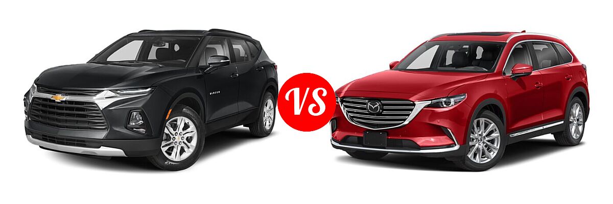 2021 Chevrolet Blazer SUV L / LT / Premier / RS vs. 2021 Mazda CX-9 SUV Grand Touring - Front Left Comparison
