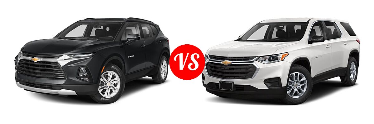 2021 Chevrolet Blazer SUV L / LT / Premier / RS vs. 2021 Chevrolet Traverse SUV L / LS - Front Left Comparison