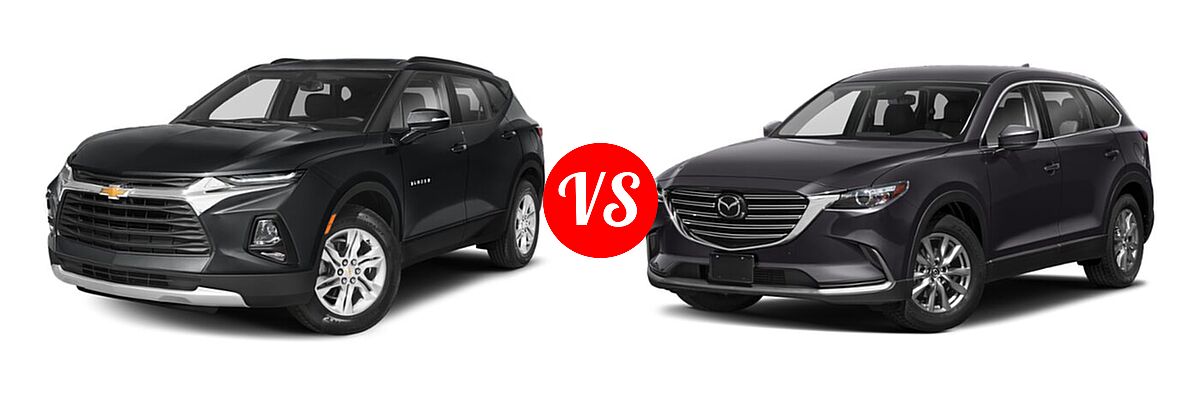 2021 Chevrolet Blazer SUV L / LT / Premier / RS vs. 2021 Mazda CX-9 SUV Touring - Front Left Comparison