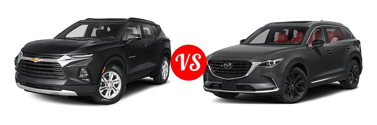 2021 Chevrolet Blazer SUV L / LT / Premier / RS vs. 2021 Mazda CX-9 SUV Carbon Edition - Front Left Comparison