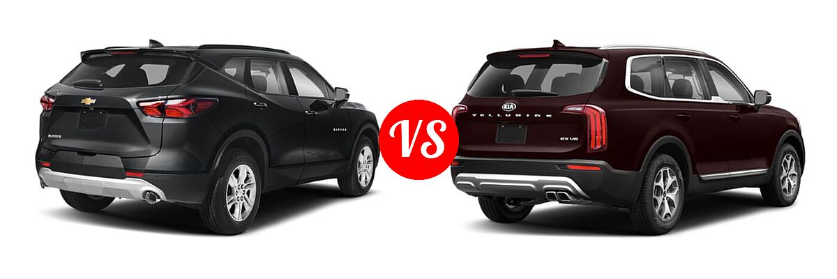 2021 Chevrolet Blazer SUV L / LT / Premier / RS vs. 2021 Kia Telluride SUV EX / LX - Rear Right Comparison