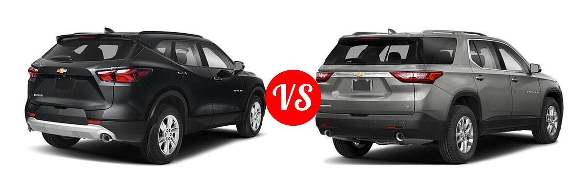 2021 Chevrolet Blazer SUV L / LT / Premier / RS vs. 2021 Chevrolet Traverse SUV LT Cloth / LT Leather / RS - Rear Right Comparison