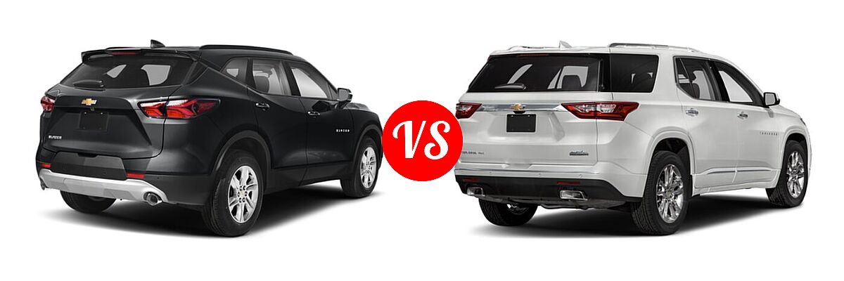 2021 Chevrolet Blazer SUV L / LT / Premier / RS vs. 2021 Chevrolet Traverse SUV High Country / Premier - Rear Right Comparison