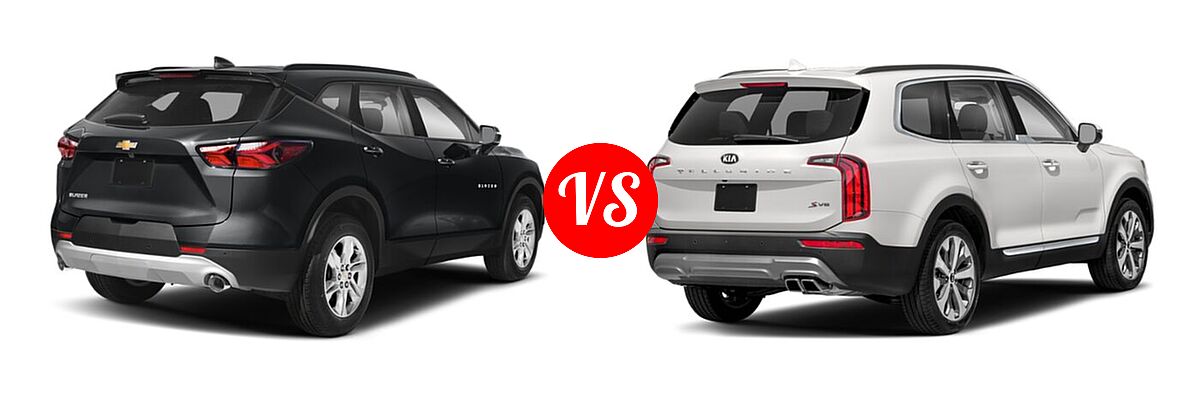 2021 Chevrolet Blazer SUV L / LT / Premier / RS vs. 2021 Kia Telluride SUV S - Rear Right Comparison