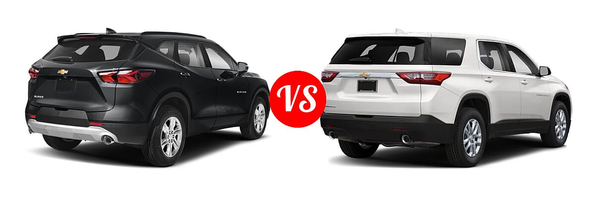 2021 Chevrolet Blazer SUV L / LT / Premier / RS vs. 2021 Chevrolet Traverse SUV L / LS - Rear Right Comparison
