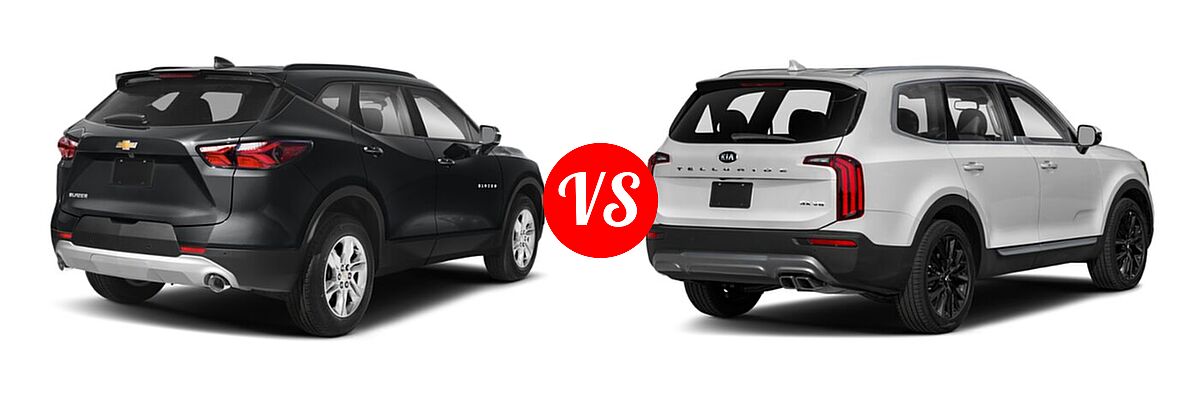 2021 Chevrolet Blazer SUV L / LT / Premier / RS vs. 2021 Kia Telluride SUV SX - Rear Right Comparison
