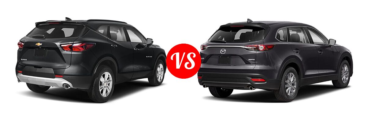 2021 Chevrolet Blazer SUV L / LT / Premier / RS vs. 2021 Mazda CX-9 SUV Touring - Rear Right Comparison