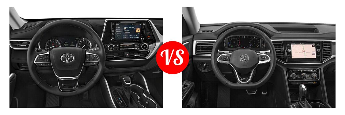 2021 Toyota Highlander SUV XLE vs. 2021 Volkswagen Atlas SUV 3.6L V6 SE w/Technology R-Line / 3.6L V6 SEL Premium R-Line / 3.6L V6 SEL R-Line - Dashboard Comparison