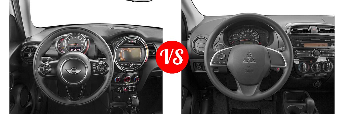 2017 MINI Hardtop 4 Door Hatchback Cooper FWD vs. 2017 Mitsubishi Mirage Hatchback ES / GT / SE - Dashboard Comparison