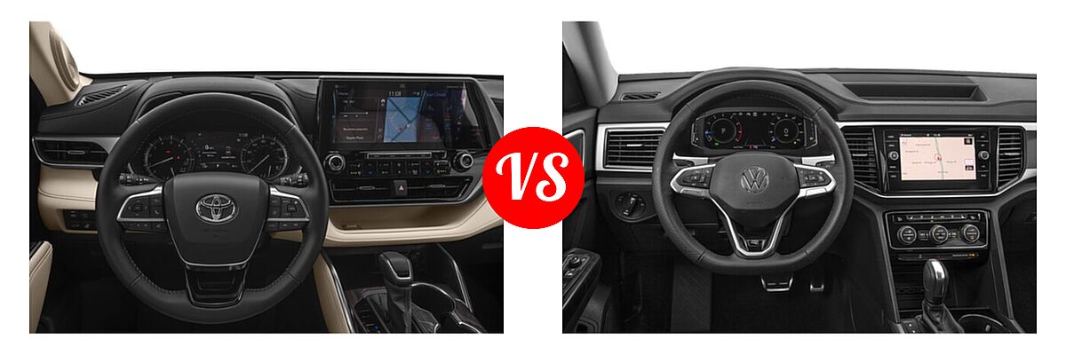 2021 Toyota Highlander SUV Platinum vs. 2021 Volkswagen Atlas SUV 3.6L V6 SE w/Technology R-Line / 3.6L V6 SEL Premium R-Line / 3.6L V6 SEL R-Line - Dashboard Comparison