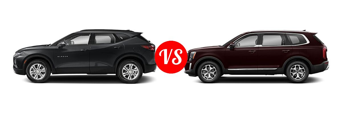 2021 Chevrolet Blazer SUV L / LT / Premier / RS vs. 2021 Kia Telluride SUV EX / LX - Side Comparison