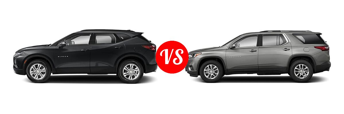 2021 Chevrolet Blazer SUV L / LT / Premier / RS vs. 2021 Chevrolet Traverse SUV LT Cloth / LT Leather / RS - Side Comparison