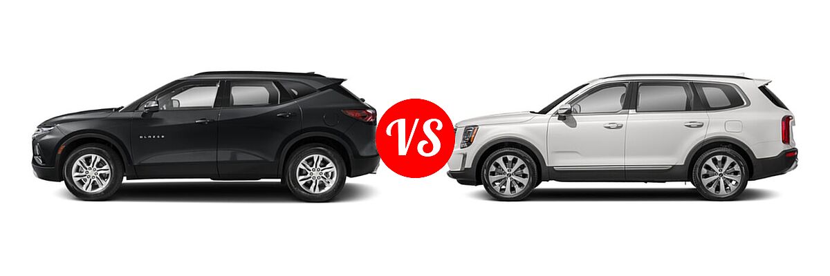2021 Chevrolet Blazer SUV L / LT / Premier / RS vs. 2021 Kia Telluride SUV S - Side Comparison