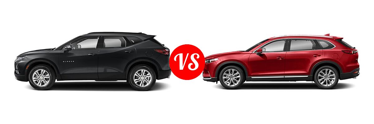 2021 Chevrolet Blazer SUV L / LT / Premier / RS vs. 2021 Mazda CX-9 SUV Grand Touring - Side Comparison