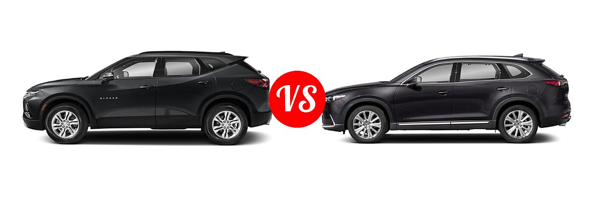 2021 Chevrolet Blazer SUV L / LT / Premier / RS vs. 2021 Mazda CX-9 SUV Signature - Side Comparison