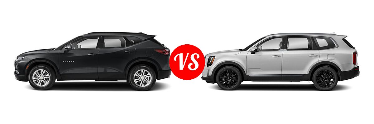 2021 Chevrolet Blazer SUV L / LT / Premier / RS vs. 2021 Kia Telluride SUV SX - Side Comparison