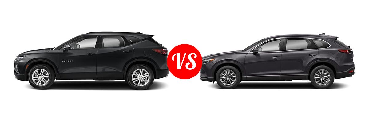 2021 Chevrolet Blazer SUV L / LT / Premier / RS vs. 2021 Mazda CX-9 SUV Sport - Side Comparison