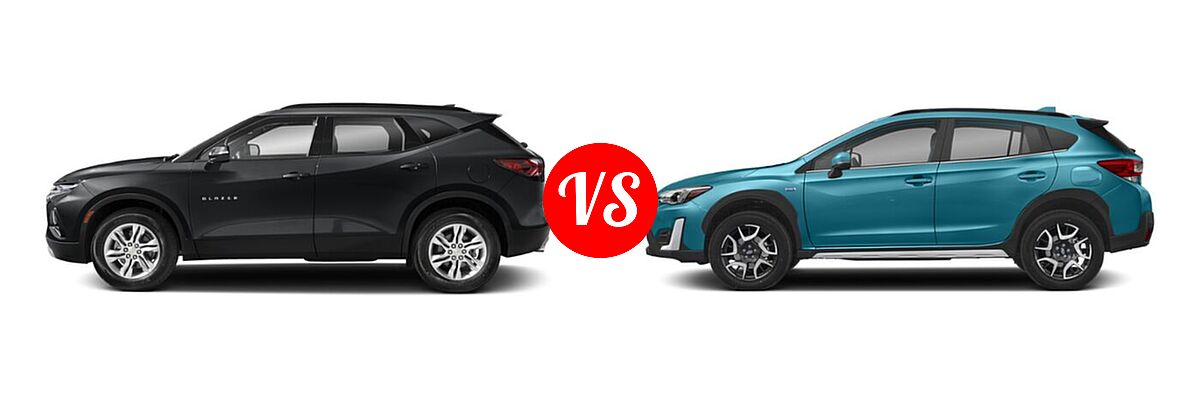 2021 Chevrolet Blazer SUV L / LT / Premier / RS vs. 2021 Subaru Crosstrek SUV Hybrid CVT - Side Comparison