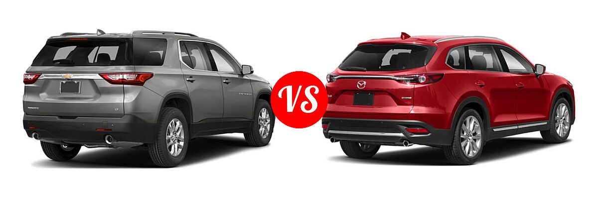 2021 Chevrolet Traverse SUV LT Cloth / LT Leather / RS vs. 2021 Mazda CX-9 SUV Grand Touring - Rear Right Comparison