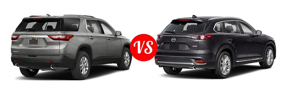2021 Chevrolet Traverse SUV LT Cloth / LT Leather / RS vs. 2021 Mazda CX-9 SUV Signature - Rear Right Comparison