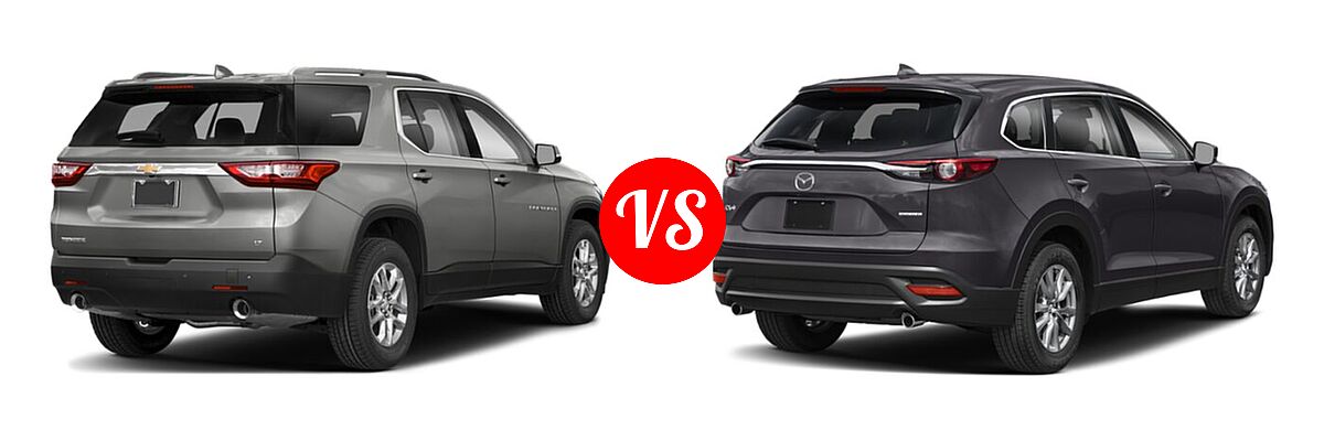 2021 Chevrolet Traverse SUV LT Cloth / LT Leather / RS vs. 2021 Mazda CX-9 SUV Sport - Rear Right Comparison