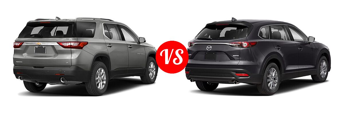 2021 Chevrolet Traverse SUV LT Cloth / LT Leather / RS vs. 2021 Mazda CX-9 SUV Touring - Rear Right Comparison