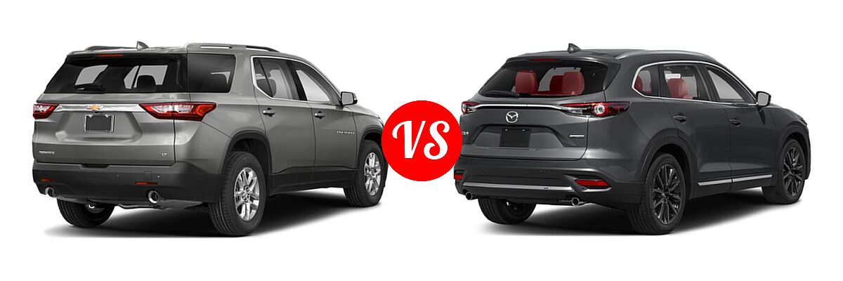 2021 Chevrolet Traverse SUV LT Cloth / LT Leather / RS vs. 2021 Mazda CX-9 SUV Carbon Edition - Rear Right Comparison