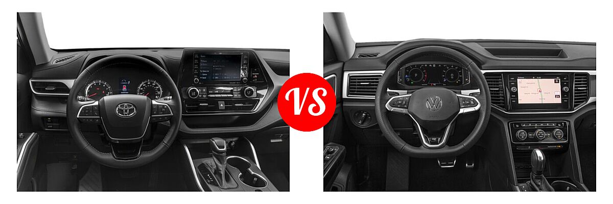 2021 Toyota Highlander SUV L / LE vs. 2021 Volkswagen Atlas SUV 3.6L V6 SE w/Technology R-Line / 3.6L V6 SEL Premium R-Line / 3.6L V6 SEL R-Line - Dashboard Comparison