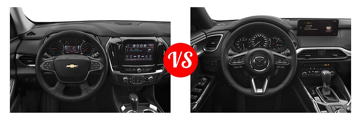 2021 Chevrolet Traverse SUV LT Cloth / LT Leather / RS vs. 2021 Mazda CX-9 SUV Grand Touring - Dashboard Comparison