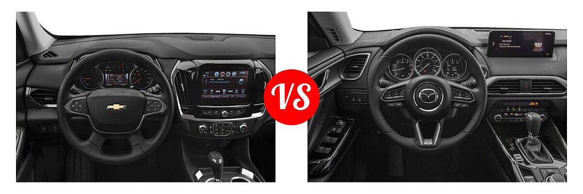 2021 Chevrolet Traverse SUV LT Cloth / LT Leather / RS vs. 2021 Mazda CX-9 SUV Touring - Dashboard Comparison