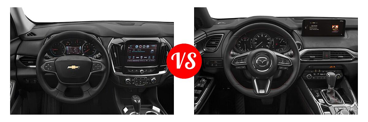 2021 Chevrolet Traverse SUV LT Cloth / LT Leather / RS vs. 2021 Mazda CX-9 SUV Carbon Edition - Dashboard Comparison
