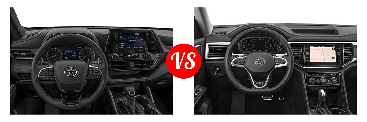 2021 Toyota Highlander SUV XSE vs. 2021 Volkswagen Atlas SUV 3.6L V6 SE w/Technology R-Line / 3.6L V6 SEL Premium R-Line / 3.6L V6 SEL R-Line - Dashboard Comparison