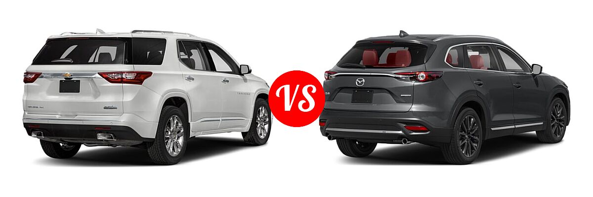 2021 Chevrolet Traverse SUV High Country / Premier vs. 2021 Mazda CX-9 SUV Carbon Edition - Rear Right Comparison