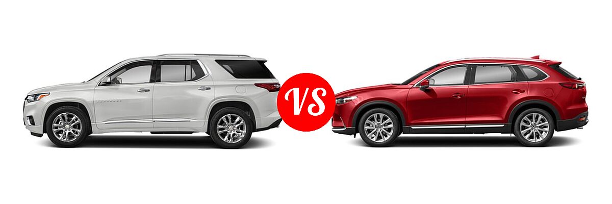 2021 Chevrolet Traverse SUV High Country / Premier vs. 2021 Mazda CX-9 SUV Grand Touring - Side Comparison