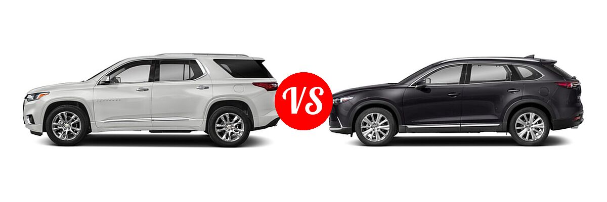2021 Chevrolet Traverse SUV High Country / Premier vs. 2021 Mazda CX-9 SUV Signature - Side Comparison