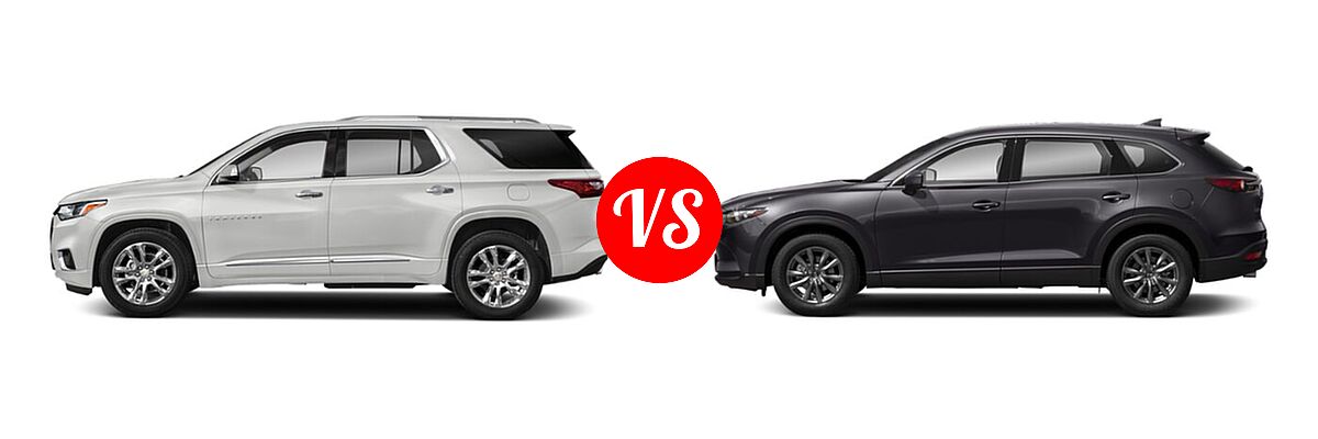 2021 Chevrolet Traverse SUV High Country / Premier vs. 2021 Mazda CX-9 SUV Touring - Side Comparison