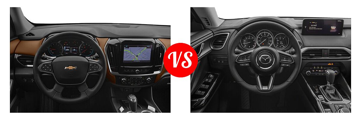 2021 Chevrolet Traverse SUV High Country / Premier vs. 2021 Mazda CX-9 SUV Touring - Dashboard Comparison