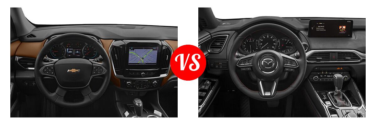 2021 Chevrolet Traverse SUV High Country / Premier vs. 2021 Mazda CX-9 SUV Carbon Edition - Dashboard Comparison
