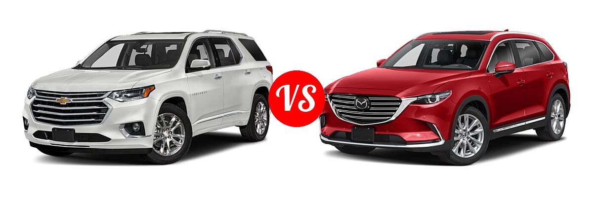 2021 Chevrolet Traverse SUV High Country / Premier vs. 2021 Mazda CX-9 SUV Grand Touring - Front Left Comparison