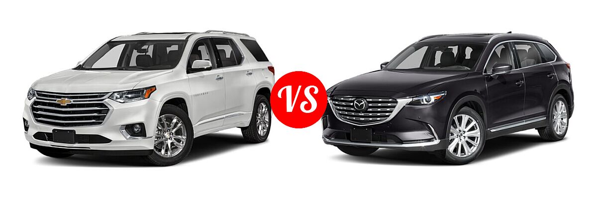 2021 Chevrolet Traverse SUV High Country / Premier vs. 2021 Mazda CX-9 SUV Signature - Front Left Comparison