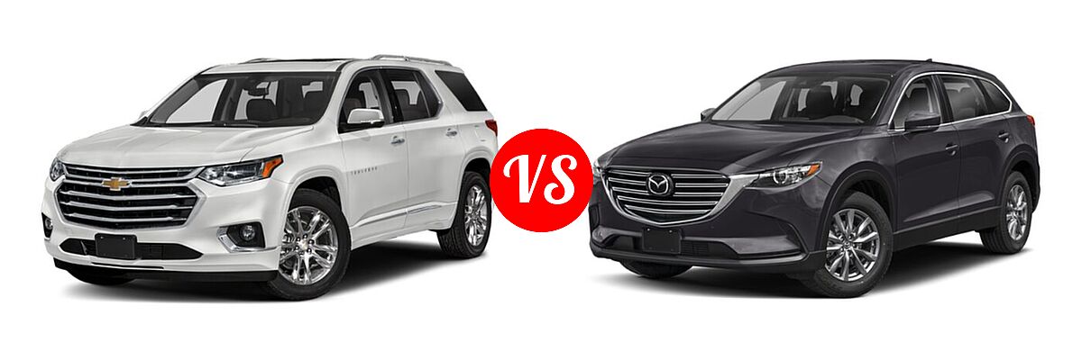 2021 Chevrolet Traverse SUV High Country / Premier vs. 2021 Mazda CX-9 SUV Sport - Front Left Comparison