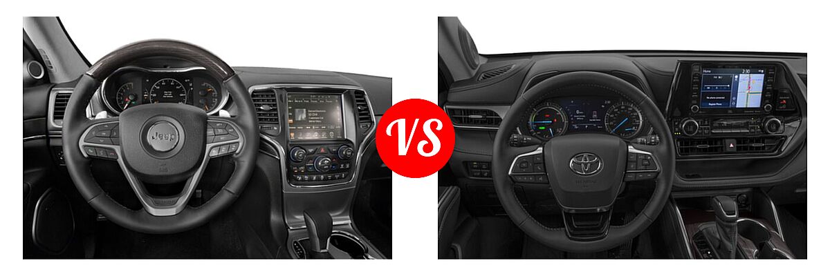 2021 Jeep Grand Cherokee SUV Summit vs. 2021 Toyota Highlander Hybrid SUV Hybrid Hybrid Limited - Dashboard Comparison