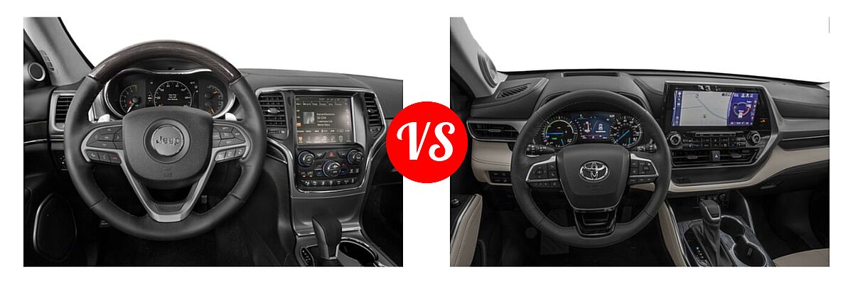 2021 Jeep Grand Cherokee SUV Summit vs. 2021 Toyota Highlander Hybrid SUV Hybrid Hybrid Platinum - Dashboard Comparison