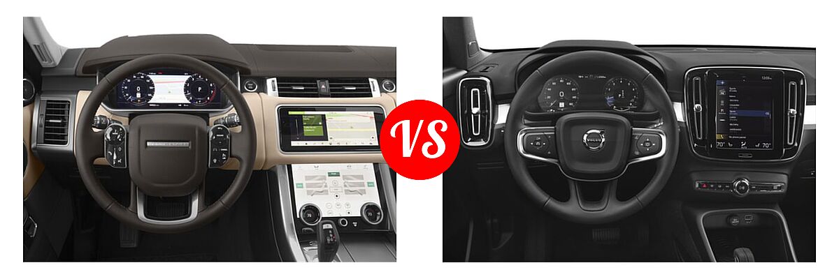 2021 Land Rover Range Rover Sport SUV Diesel HSE Silver Edition vs. 2019 Volvo XC40 SUV Momentum / R-Design - Dashboard Comparison