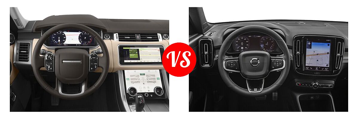 2021 Land Rover Range Rover Sport SUV Diesel HSE Silver Edition vs. 2019 Volvo XC40 SUV R-Design - Dashboard Comparison