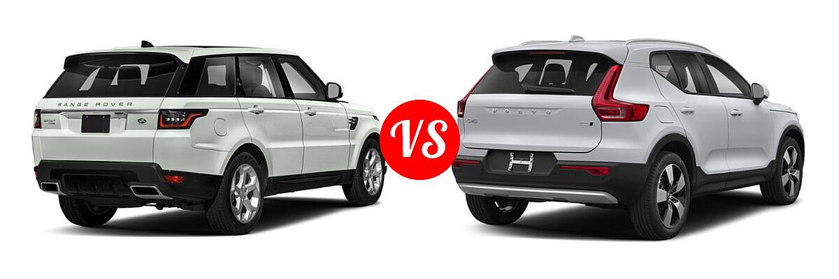 2021 Land Rover Range Rover Sport SUV Diesel HSE Silver Edition vs. 2019 Volvo XC40 SUV Momentum / R-Design - Rear Right Comparison